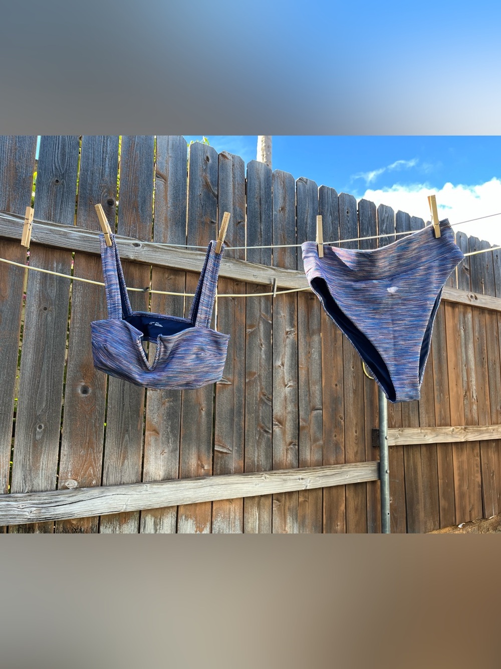 aerie Variegated Blue Bandeau Bikini Top